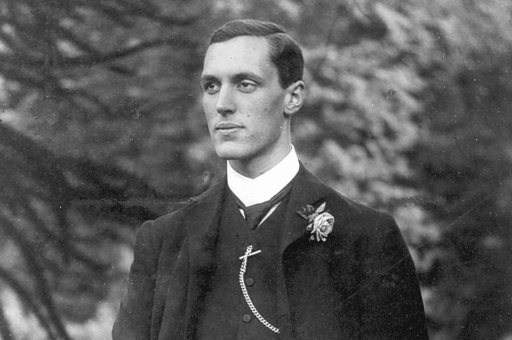 Black and white portrait image of Spedan Lewis, found of the John Lewis Partnership